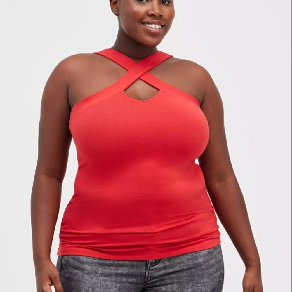 Torrid Foxy High Neck Criss Cross Halter Top red 3x NEW NWT - Picture 3 of 10
